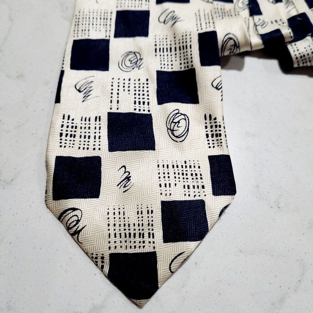 VTG Korean Olympic Committee 100% Silk Neck Tie Blue & Cream Sports Council EUC